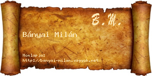 Bányai Milán névjegykártya